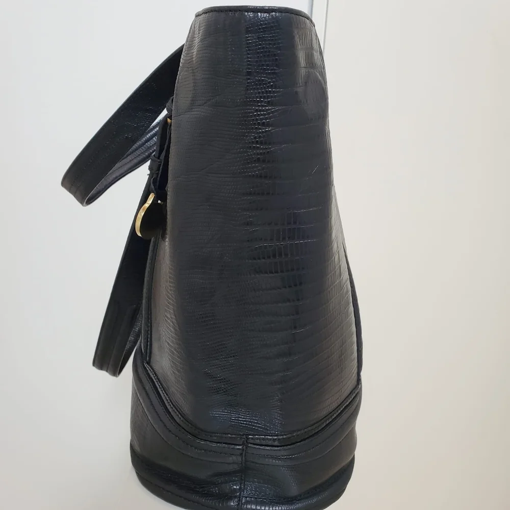 Brahmin Large Black Bucket Leather Tote
